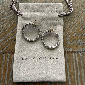 David Yurman Twisted Silver Hoop Earrings, 1 inch